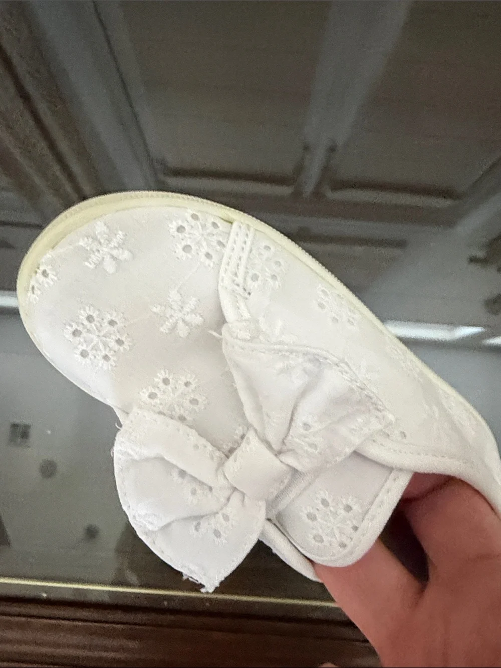 OshKosh B'gosh White Eyelet Bow Slip-On Girls Shoes